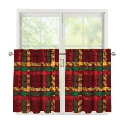 Red Green And Yellow Stewart Print Tier Curtains