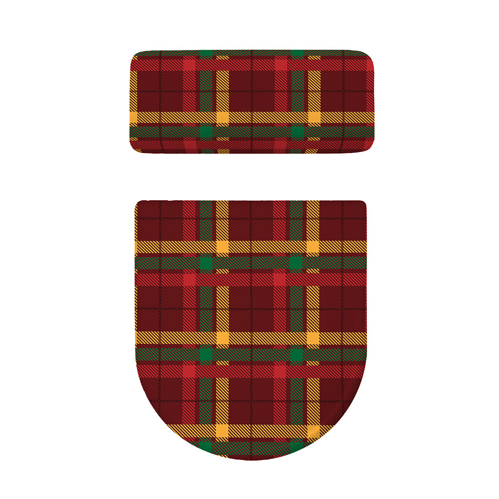 Red Green And Yellow Stewart Print Toilet Lid And Tank Cover Set