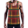 Red Green And Yellow Stewart Print Men's Workout Tank Top