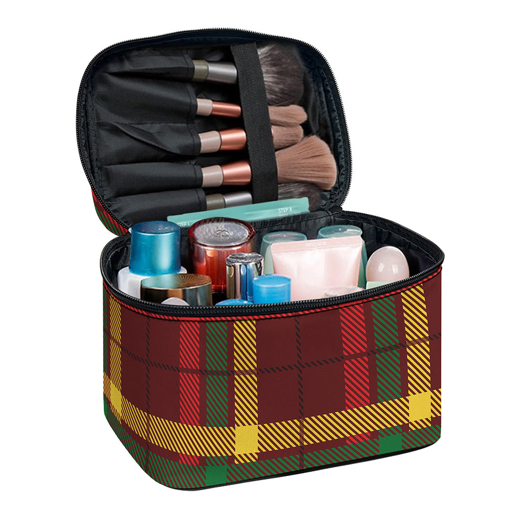 Red Green And Yellow Stewart Print Travel Makeup Bag