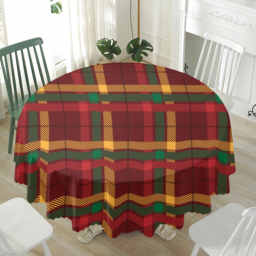 Red Green And Yellow Stewart Print Waterproof Round Tablecloth