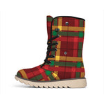 Red Green And Yellow Stewart Print Winter Boots