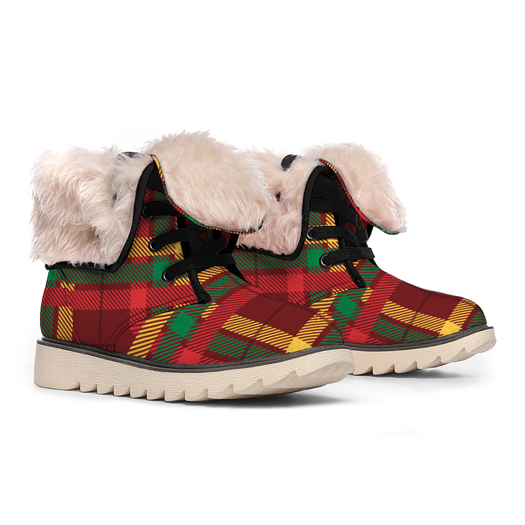Red Green And Yellow Stewart Print Winter Boots