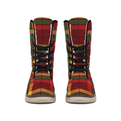 Red Green And Yellow Stewart Print Winter Boots