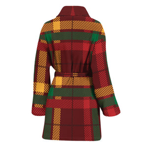 Red Green And Yellow Stewart Print Women's Bathrobe