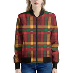 Red Green And Yellow Stewart Print Women's Bomber Jacket