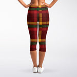 Red Green And Yellow Stewart Print Women's Capri Leggings