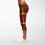 Red Green And Yellow Stewart Print Women's Capri Leggings
