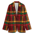Red Green And Yellow Stewart Print Women's Cotton Blazer