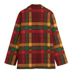 Red Green And Yellow Stewart Print Women's Cotton Blazer