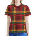 Red Green And Yellow Stewart Print Women's Polo Shirt