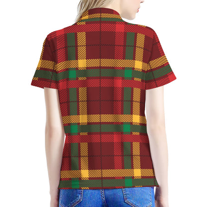 Red Green And Yellow Stewart Print Women's Polo Shirt
