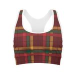 Red Green And Yellow Stewart Print Women's Sports Bra