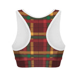 Red Green And Yellow Stewart Print Women's Sports Bra