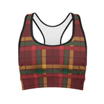 Red Green And Yellow Stewart Print Women's Sports Bra