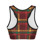 Red Green And Yellow Stewart Print Women's Sports Bra