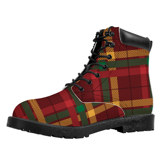 Red Green And Yellow Stewart Print Work Boots
