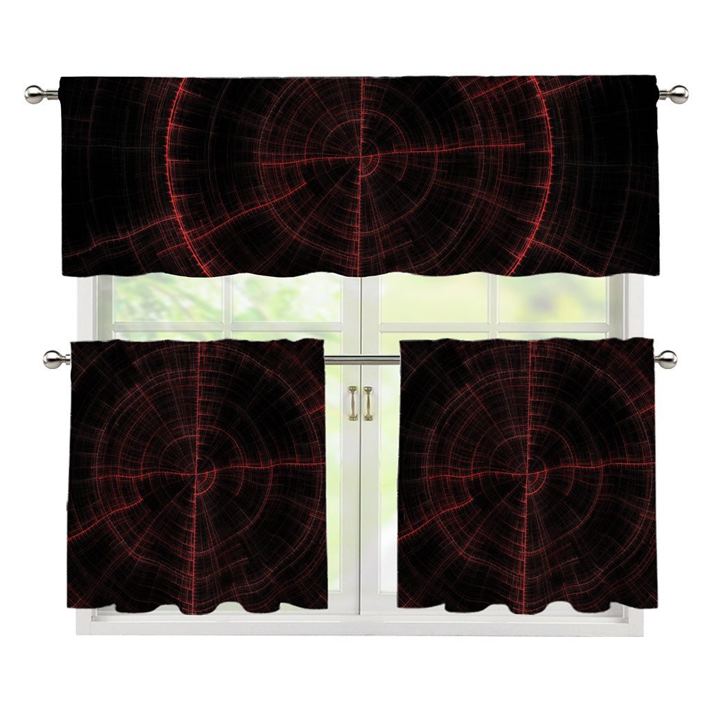 Red Gun Sight Print 3 Piece Kitchen Curtains