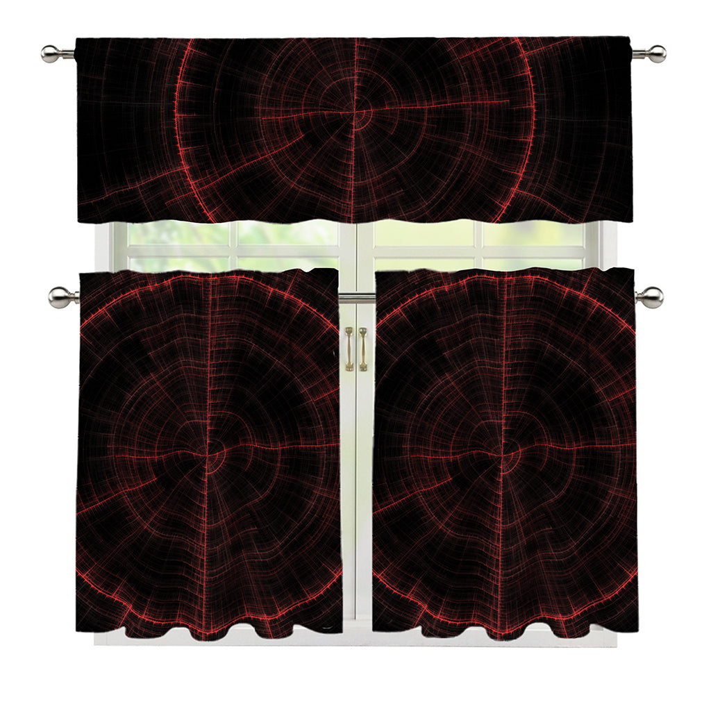 Red Gun Sight Print 3 Piece Kitchen Curtains