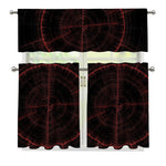 Red Gun Sight Print 3 Piece Kitchen Curtains