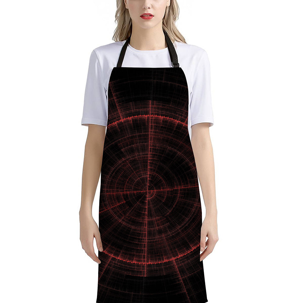 Red Gun Sight Print Bib Apron With Pocket