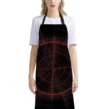 Red Gun Sight Print Bib Apron With Pocket