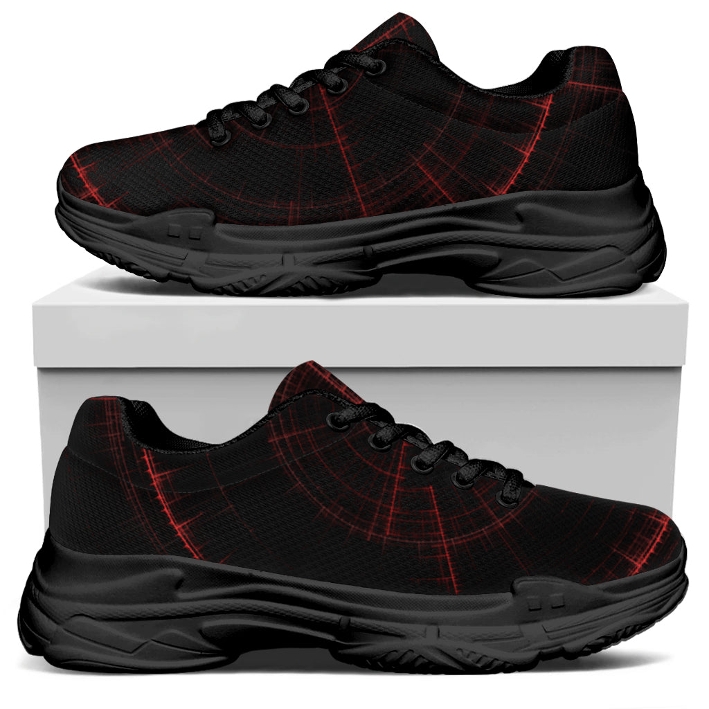 Red Gun Sight Print Black Chunky Shoes