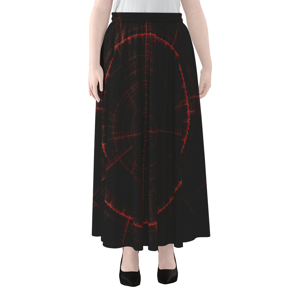 Red Gun Sight Print Chiffon Maxi Skirt