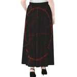 Red Gun Sight Print Chiffon Maxi Skirt