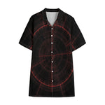 Red Gun Sight Print Cotton Hawaiian Shirt