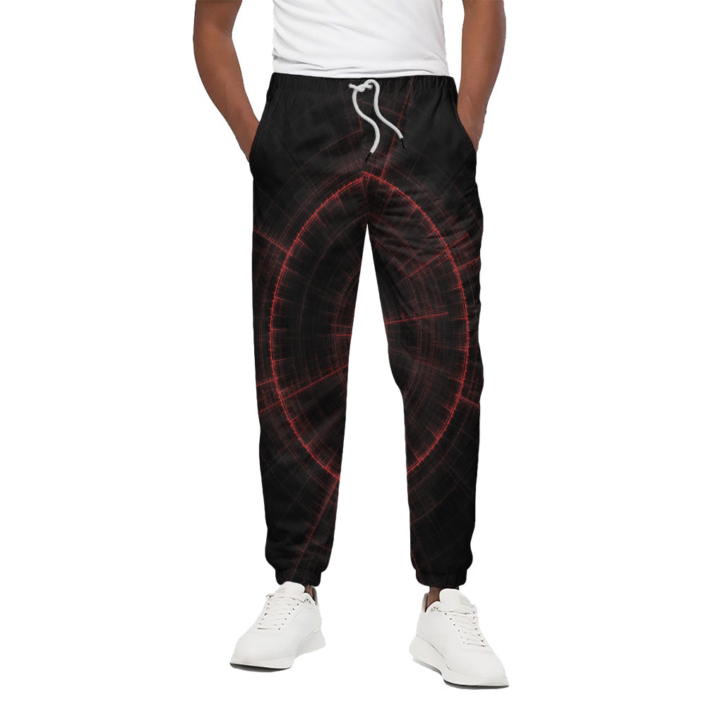 Red Gun Sight Print Cotton Pants