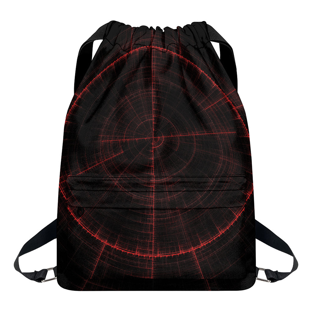 Red Gun Sight Print Drawstring Backpack