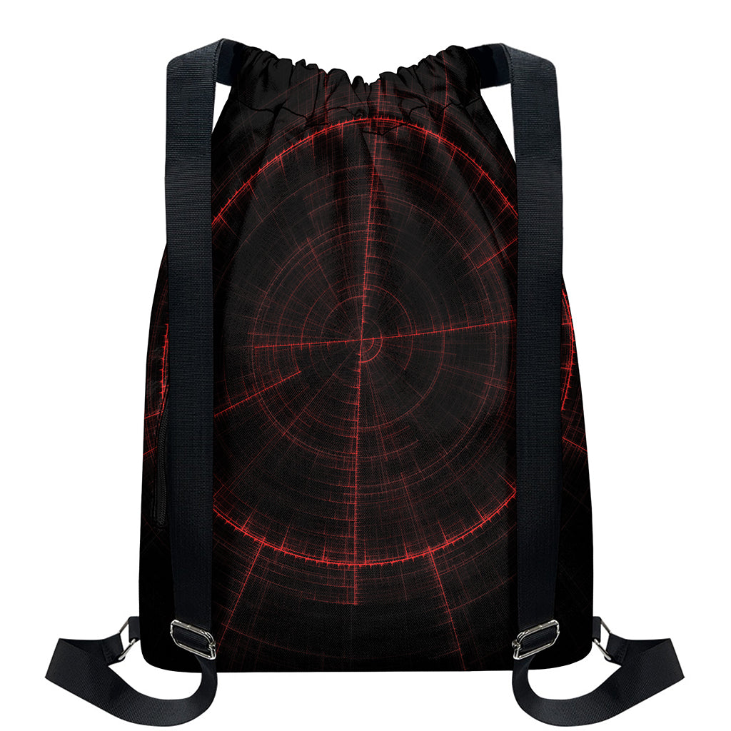 Red Gun Sight Print Drawstring Backpack