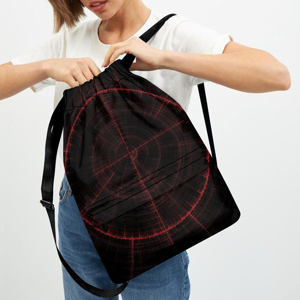 Red Gun Sight Print Drawstring Backpack