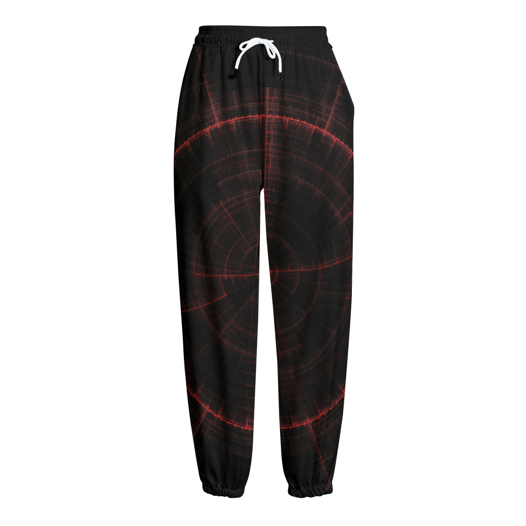 Red Gun Sight Print Fleece Lined Knit Pants