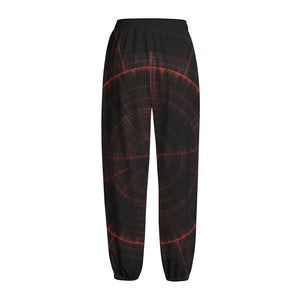 Red Gun Sight Print Fleece Lined Knit Pants