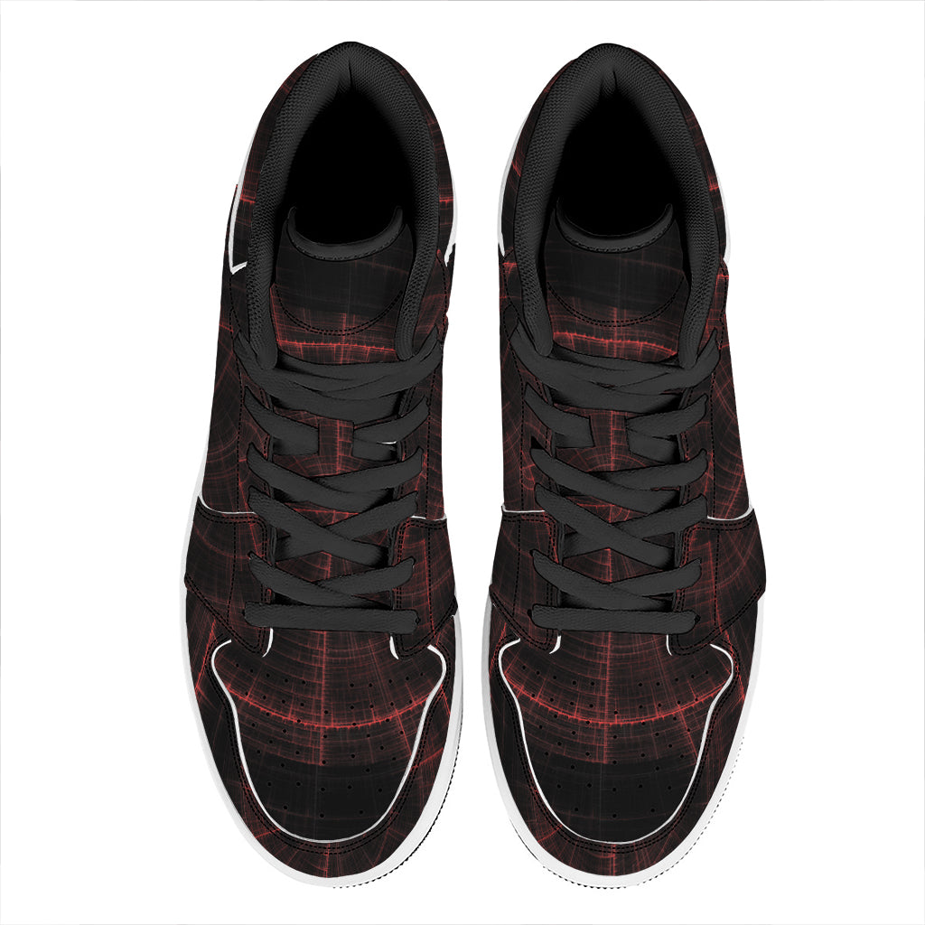 Red Gun Sight Print High Top Leather Sneakers