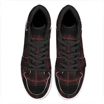 Red Gun Sight Print High Top Leather Sneakers