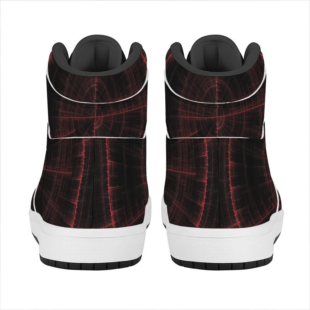 Red Gun Sight Print High Top Leather Sneakers