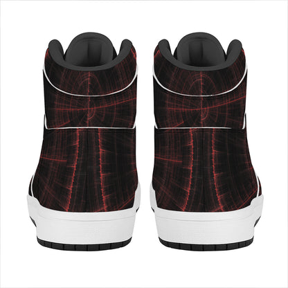 Red Gun Sight Print High Top Leather Sneakers