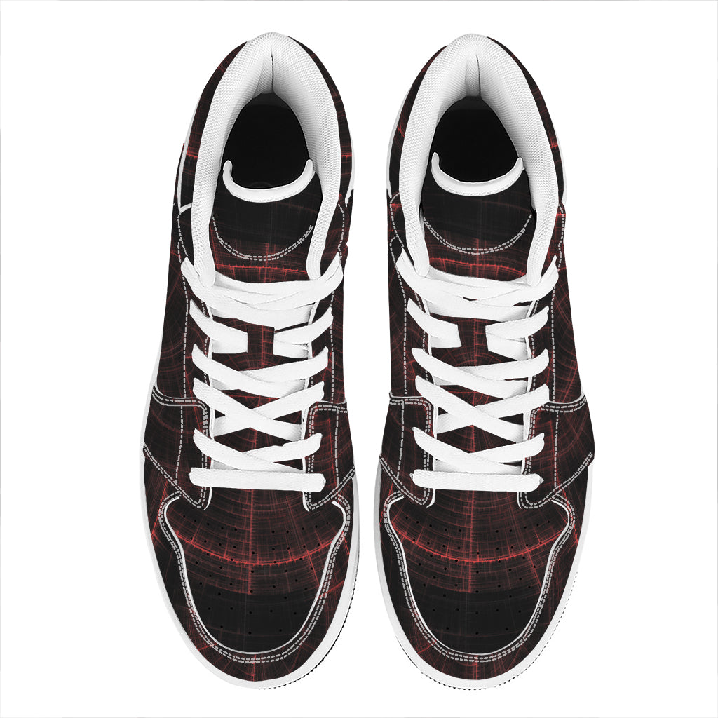 Red Gun Sight Print High Top Leather Sneakers