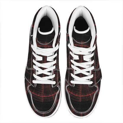 Red Gun Sight Print High Top Leather Sneakers