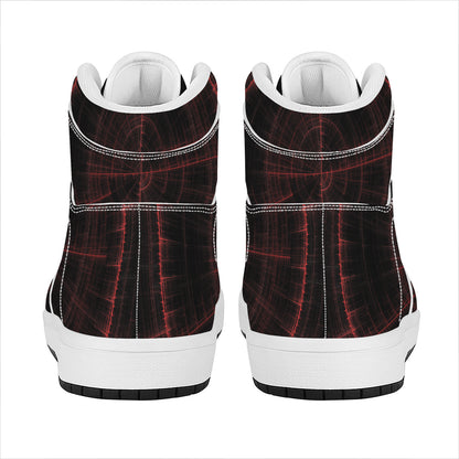 Red Gun Sight Print High Top Leather Sneakers