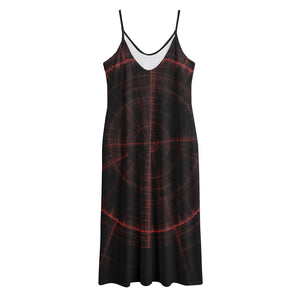 Red Gun Sight Print Jersey Midi Cami Dress