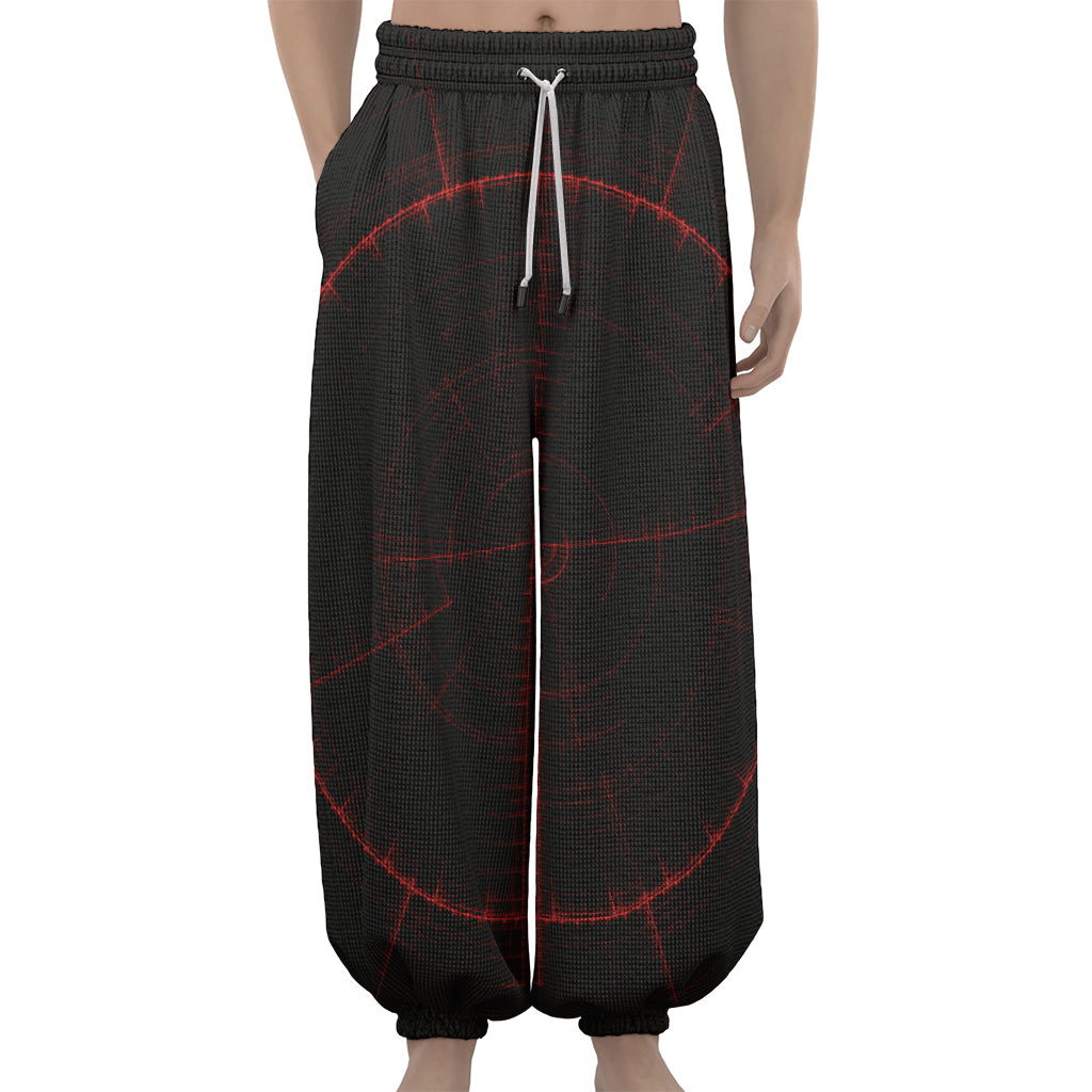 Red Gun Sight Print Lantern Pants