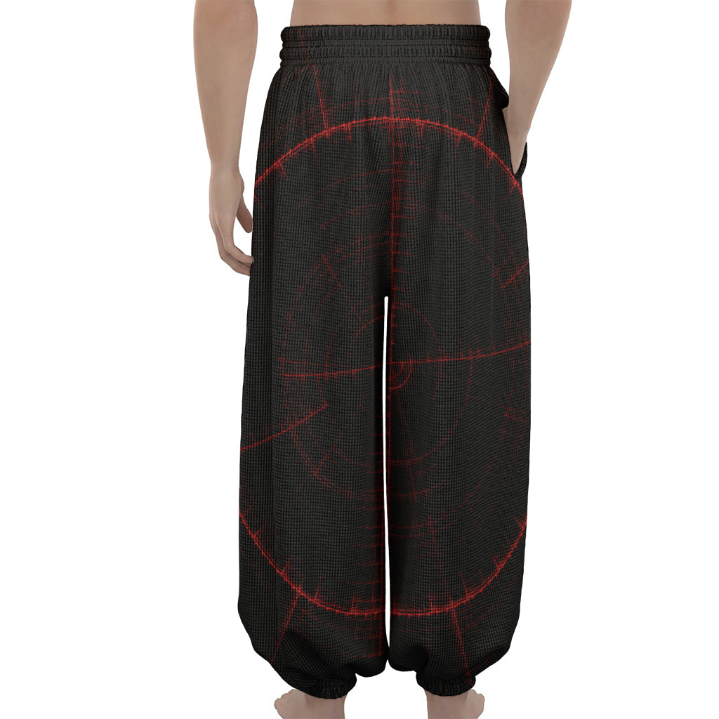 Red Gun Sight Print Lantern Pants