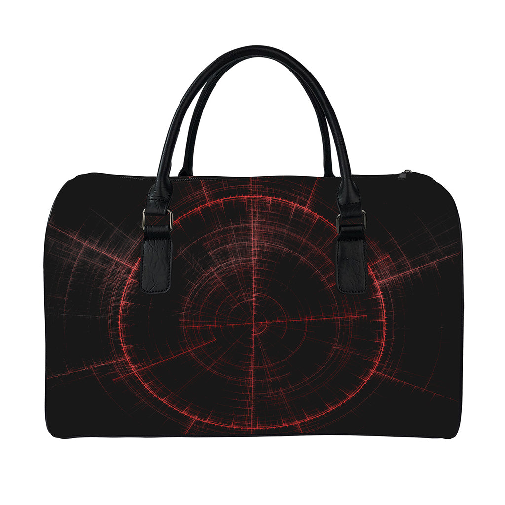 Red Gun Sight Print Leather Duffle Bag