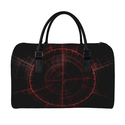 Red Gun Sight Print Leather Duffle Bag