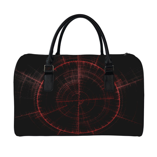 Red Gun Sight Print Leather Duffle Bag