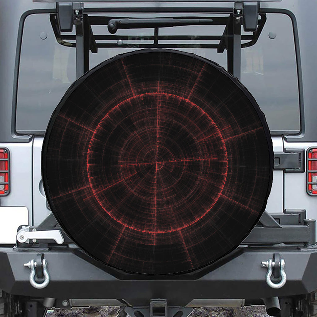 Red Gun Sight Print Leather Spare Tire Cover